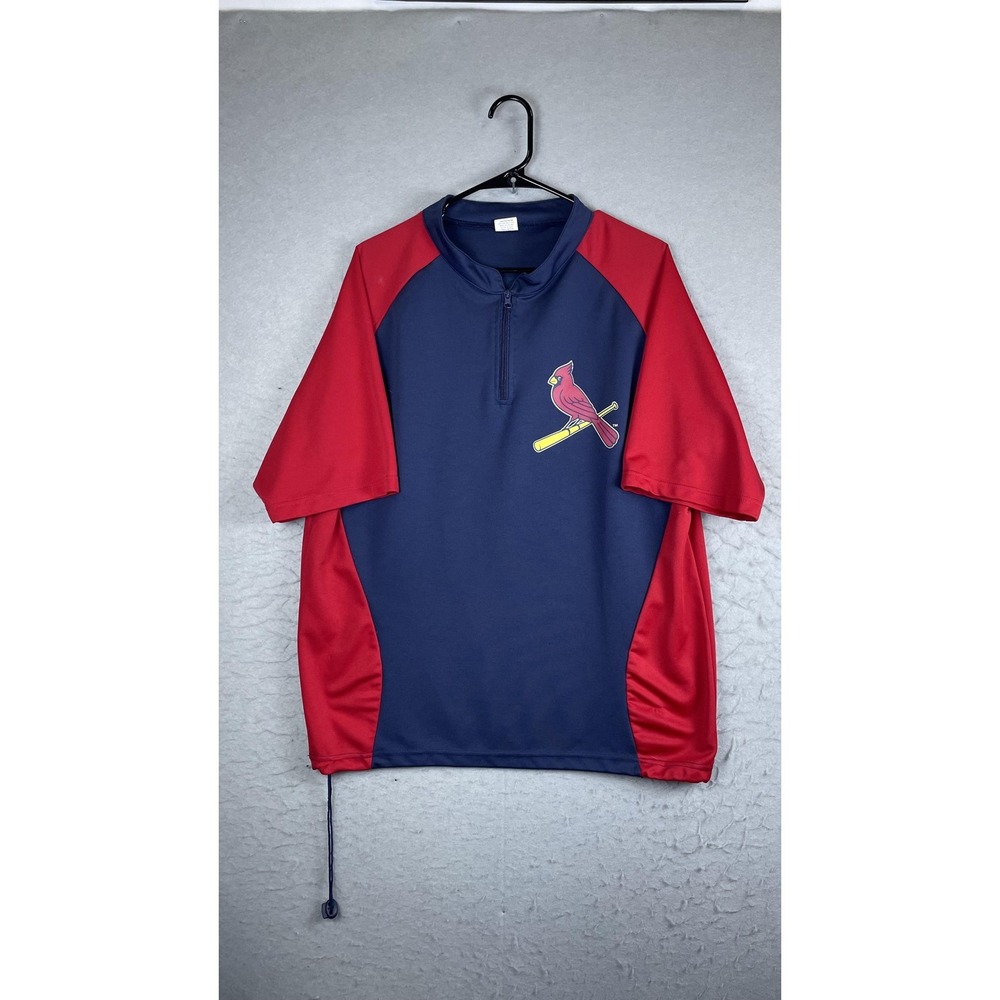 St Louis Cardinals Shirt Mens XL Blue MLB Baseball Pullover Quarter Zip